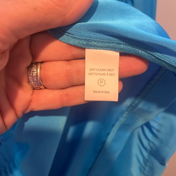 NWT Ramy Brook Rori Jacket satiny jacket kimono wrap cerulean blue, size L - Picture 11 of 14